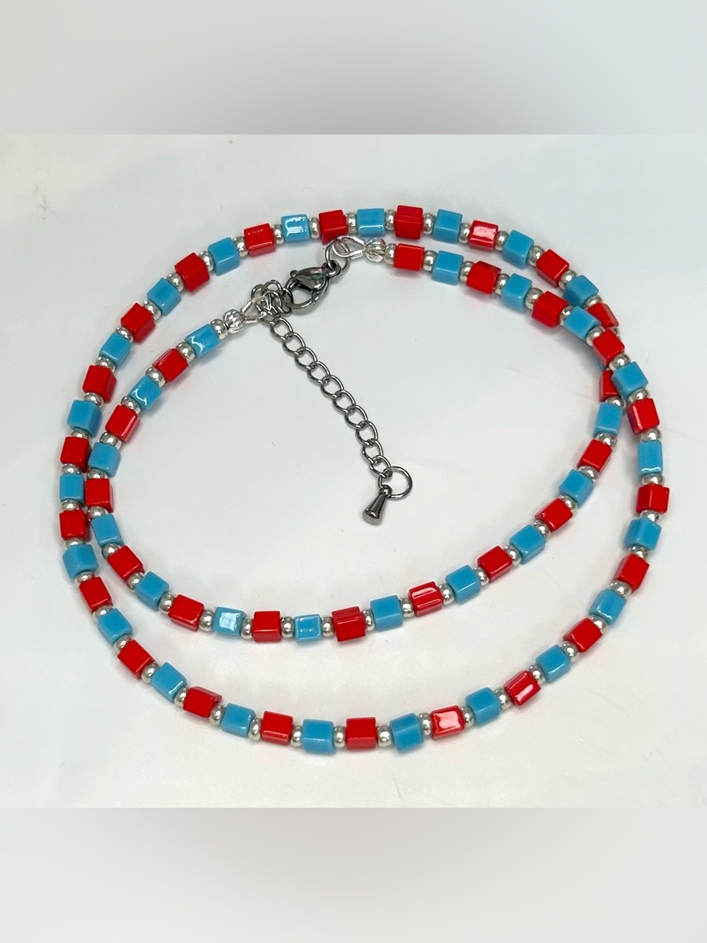 Red & blue necklace - Picture 5 of 6